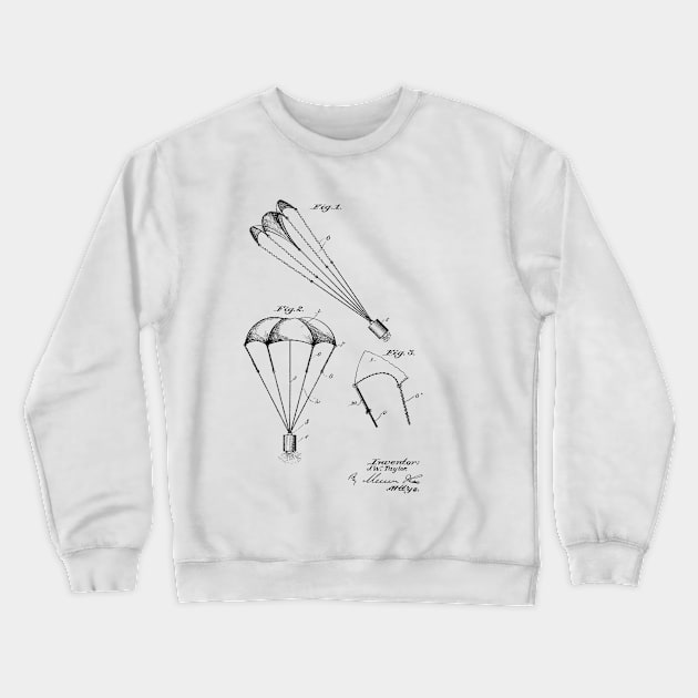 Parachute Vintage Patent Hand Drawing Crewneck Sweatshirt by TheYoungDesigns